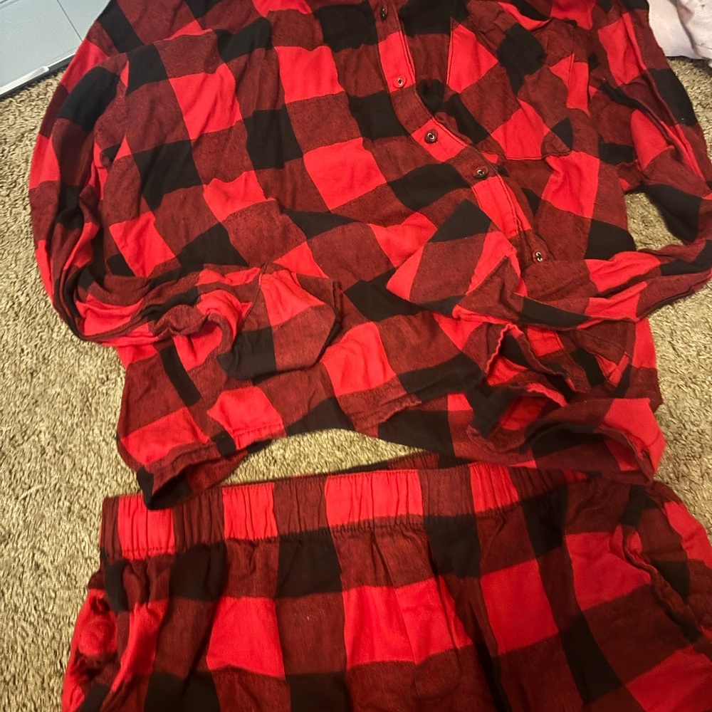 Auden Red and Black Plaid Pajama Set Cozy Flannel